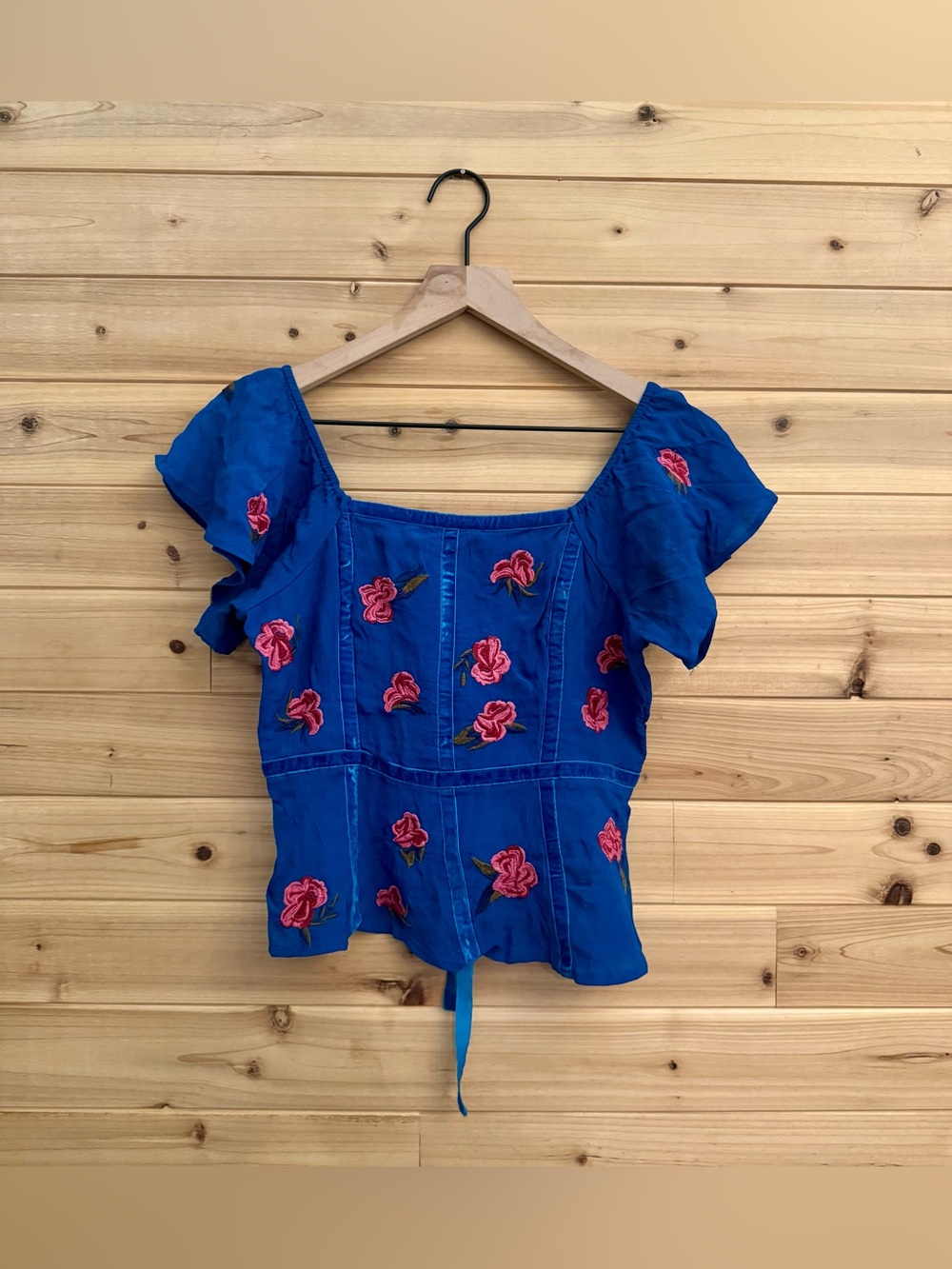 Moulinette Soeurs Anthropologie Size 2 Embroidered Floral Crop Top